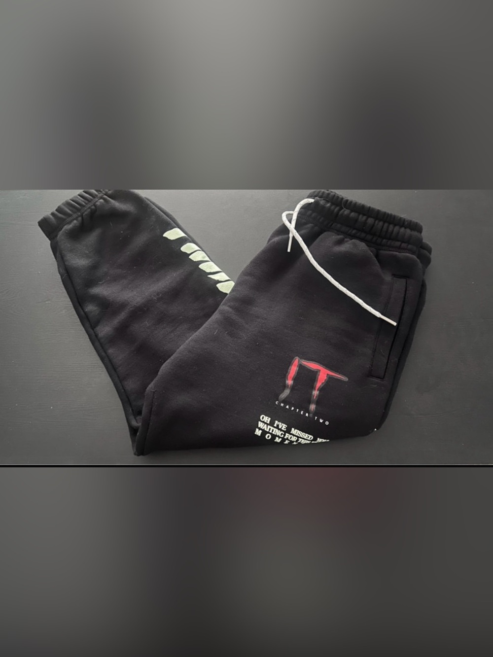 Black 'IT' Graphic Joggers with Drawstring Waist